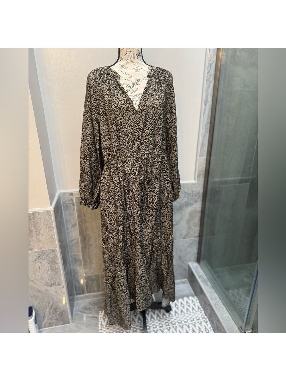 A New Day Leopard Print Long Sleeve Maxi Dress Medium